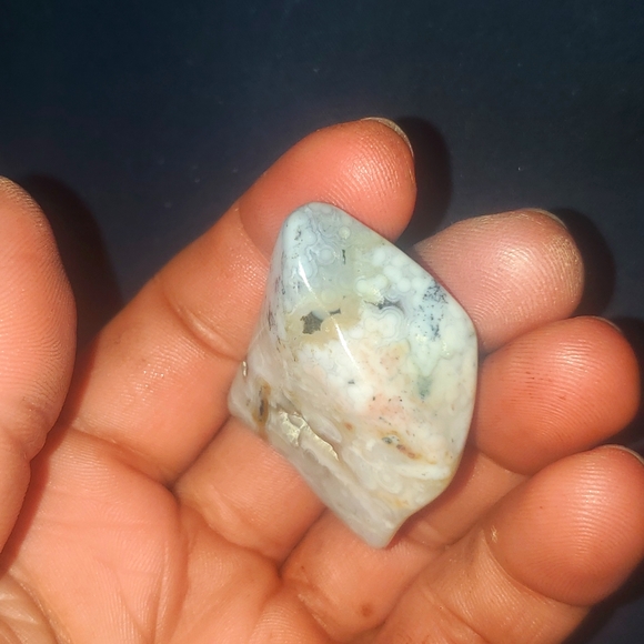 8th vein beautiful semi transparent Ocean Jasper Tumble with orbs. - Picture 8 of 12